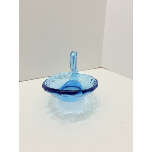 Swan -  Blown Blue Glass Candy or Trinket Dish  Modern /Vintage - Picture 2 of 6
